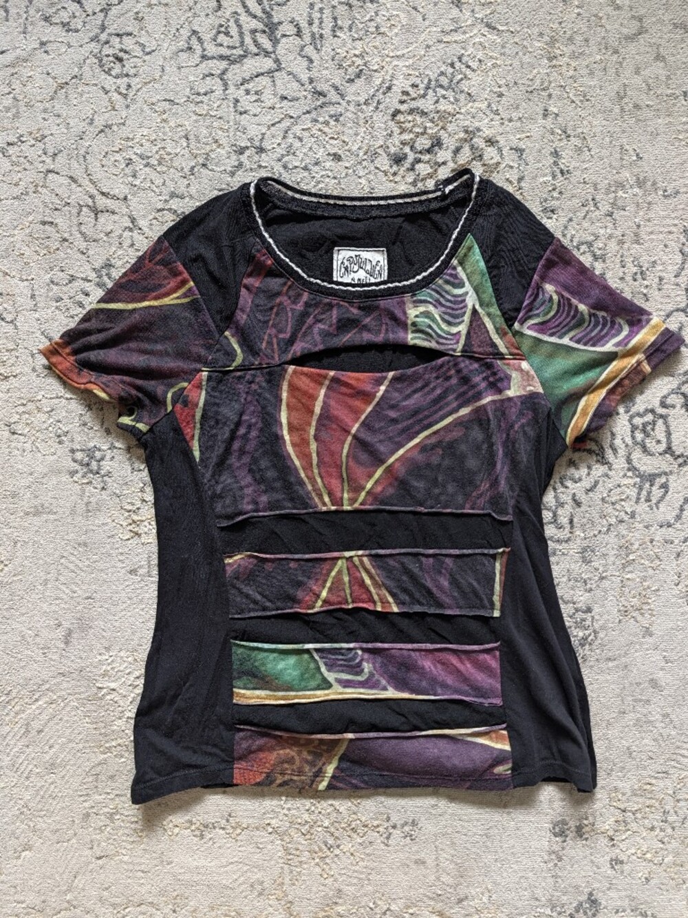 Rare 2000s Aldo Martins Cap Juluca Black Abstract Short Sleeve Shirt